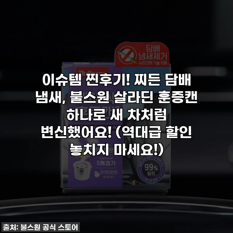 이슈템 찐후기! 찌든 담배 냄새, 불스원 살라딘 훈증캔 하나로 새 차처럼 변신했어요! (역대급 할인 놓치지 마세요!)