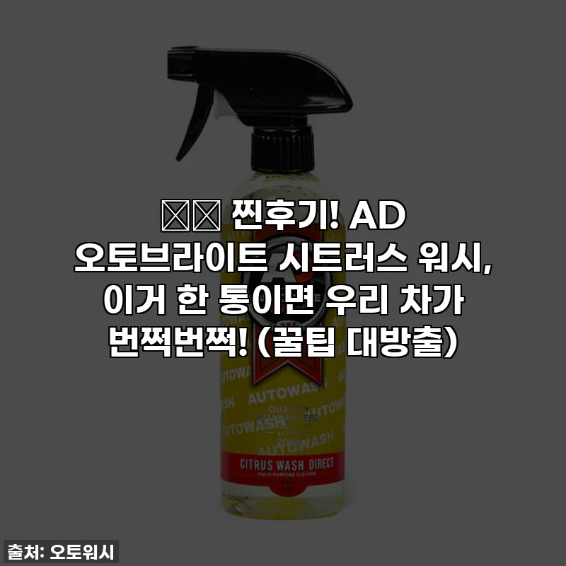 🚗💨 찐후기! AD 오토브라이트 시트러스 워시, 이거 한 통이면 우리 차가 번쩍번쩍! (꿀팁 대방출)
