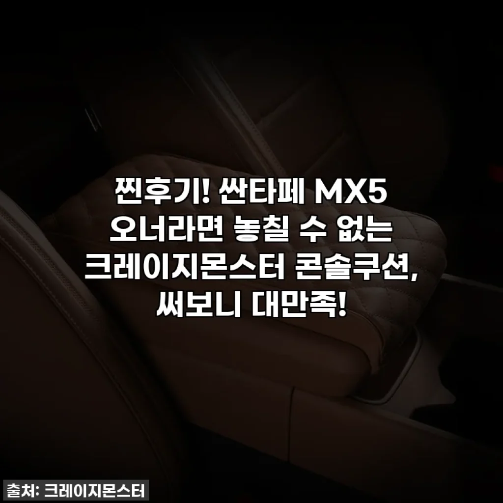 찐후기! 싼타페 MX5 오너라면 놓칠 수 없는 크레이지몬스터 콘솔쿠션, 써보니 대만족!