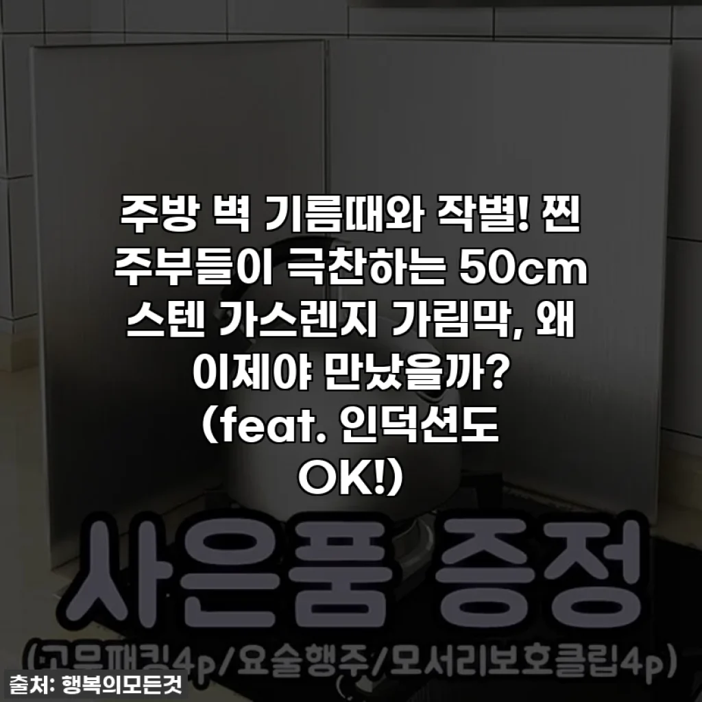 주방 벽 기름때와 작별! 찐 주부들이 극찬하는 50cm 스텐 가스렌지 가림막, 왜 이제야 만났을까? (feat. 인덕션도 OK!)