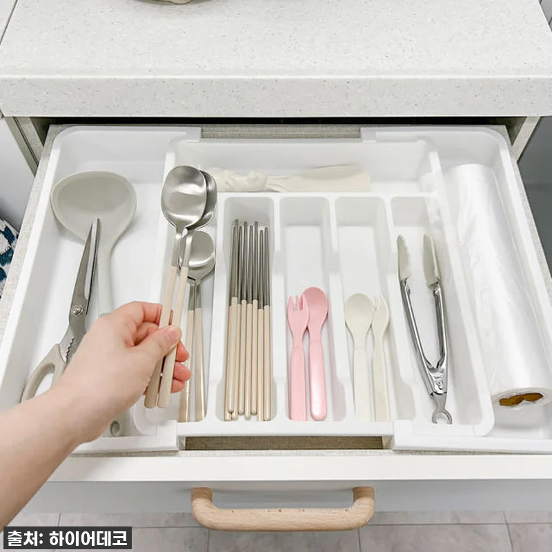 싱크대 서랍 완벽 정리 끝판왕! 주방이 달라지는 마법의 수저정리함 찐후기!