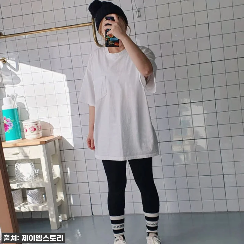 빅사이즈 구제 반소매 오버핏 무지 티 관련 이미지 7