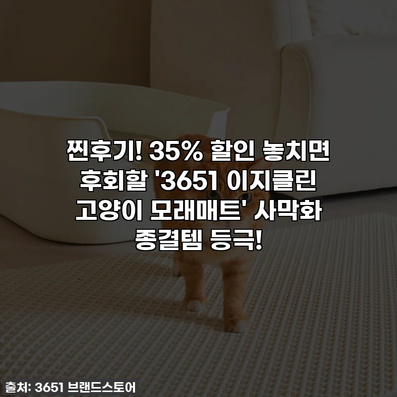 찐후기! 35% 할인 놓치면 후회할 '3651 이지클린 고양이 모래매트' 사막화 종결템 등극!