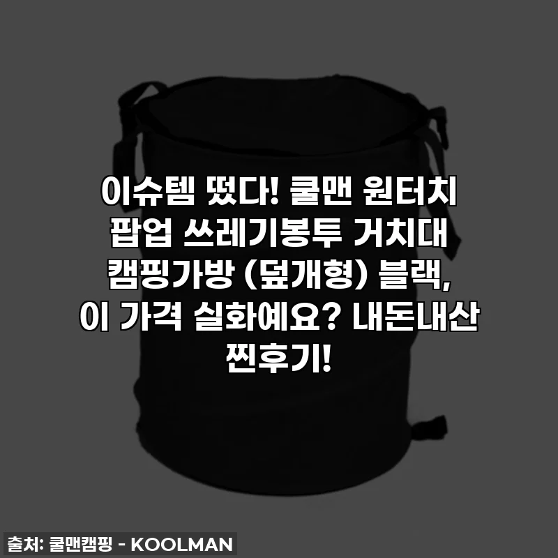 이슈템 떴다! 쿨맨 원터치 팝업 쓰레기봉투 거치대 캠핑가방 (덮개형) 블랙, 이 가격 실화예요? 내돈내산 찐후기!