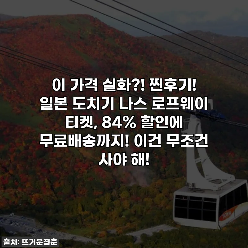 이 가격 실화?! 찐후기! 일본 도치기 나스 로프웨이 티켓, 84% 할인에 무료배송까지! 이건 무조건 사야 해!