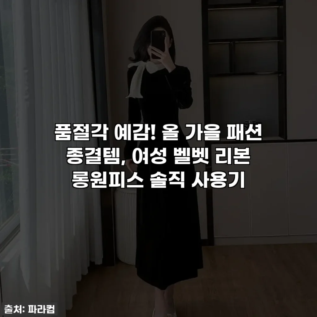 품절각 예감! 올 가을 패션 종결템, 여성 벨벳 리본 롱원피스 솔직 사용기