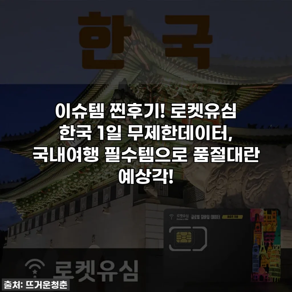 이슈템 찐후기! 로켓유심 한국 1일 무제한데이터, 국내여행 필수템으로 품절대란 예상각!