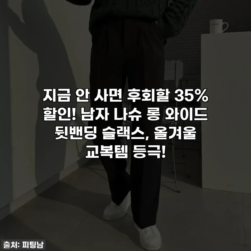 지금 안 사면 후회할 35% 할인! 남자 나슈 롱 와이드 뒷밴딩 슬랙스, 올겨울 교복템 등극!
