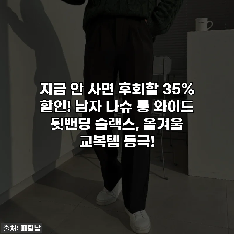 지금 안 사면 후회할 35% 할인! 남자 나슈 롱 와이드 뒷밴딩 슬랙스, 올겨울 교복템 등극!
