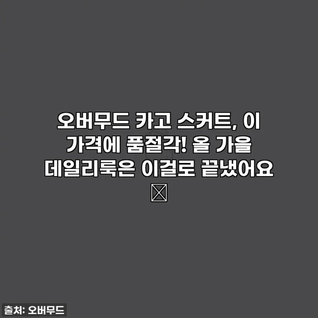 오버무드 카고 스커트, 이 가격에 품절각! 올 가을 데일리룩은 이걸로 끝냈어요 ✨