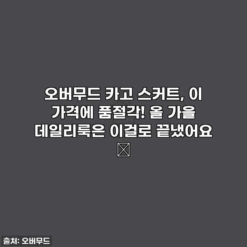 오버무드 카고 스커트, 이 가격에 품절각! 올 가을 데일리룩은 이걸로 끝냈어요 ✨