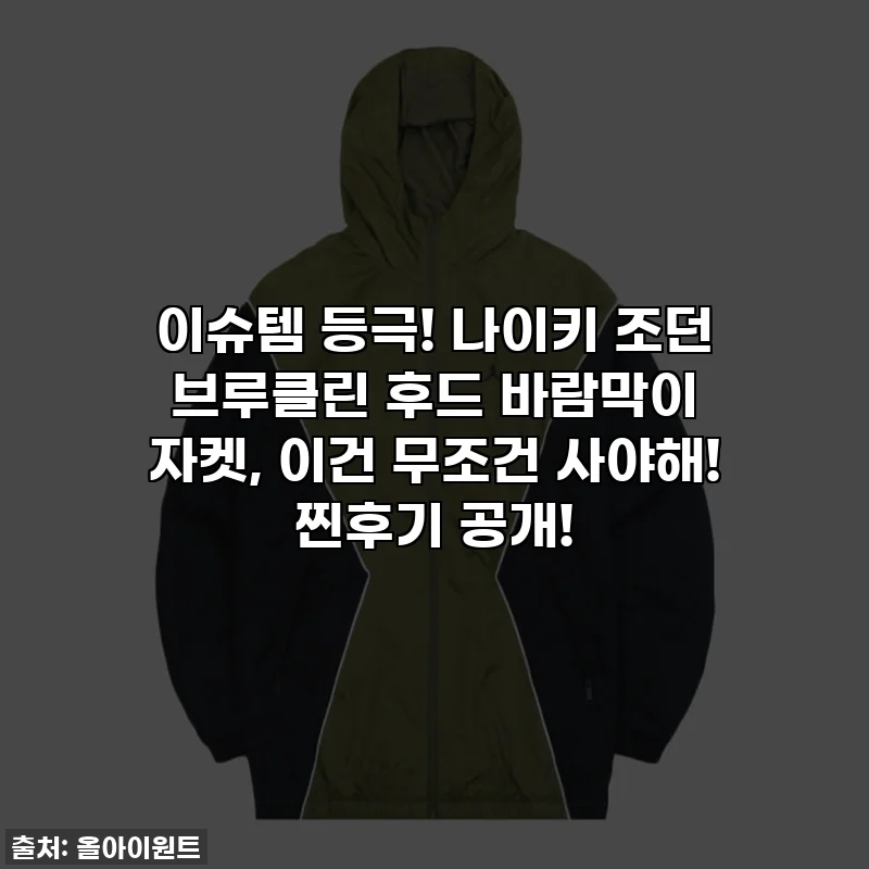이슈템 등극! 나이키 조던 브루클린 후드 바람막이 자켓, 이건 무조건 사야해! 찐후기 공개!