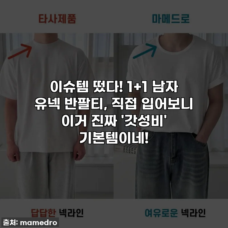 이슈템 떴다! 1+1 남자 유넥 반팔티, 직접 입어보니 이거 진짜 '갓성비' 기본템이네!