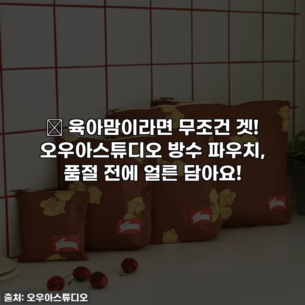 🎁 육아맘이라면 무조건 겟! 오우아스튜디오 방수 파우치, 품절 전에 얼른 담아요!