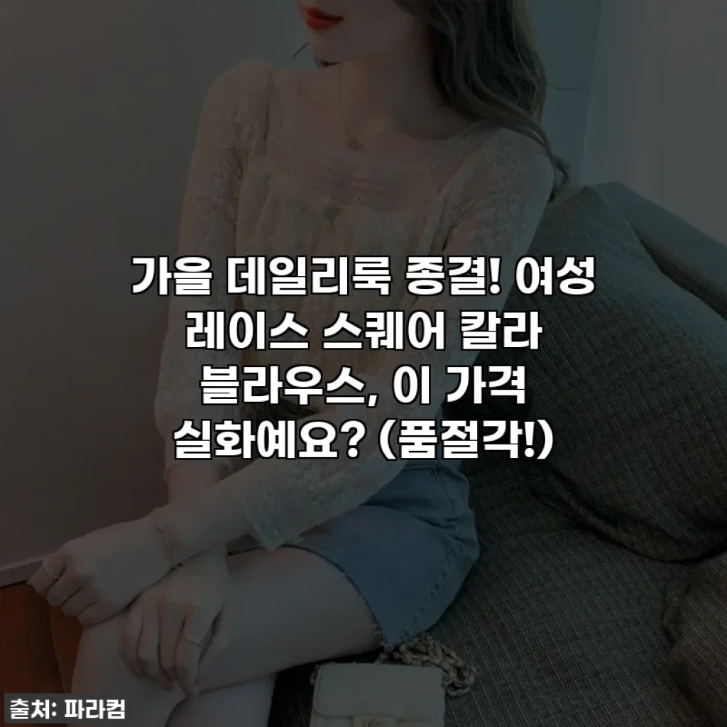 가을 데일리룩 종결! 여성 레이스 스퀘어 칼라 블라우스, 이 가격 실화예요? (품절각!)