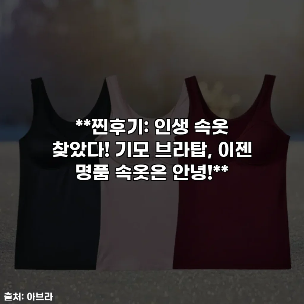 **찐후기: 인생 속옷 찾았다! 기모 브라탑, 이젠 명품 속옷은 안녕!**