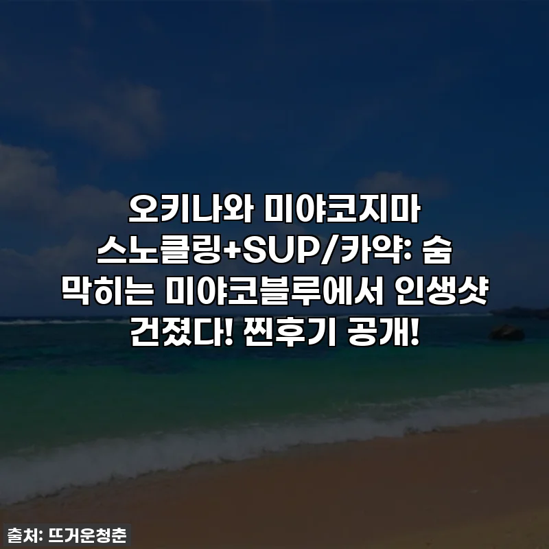 오키나와 미야코지마 스노클링+SUP/카약: 숨 막히는 미야코블루에서 인생샷 건졌다! 찐후기 공개!