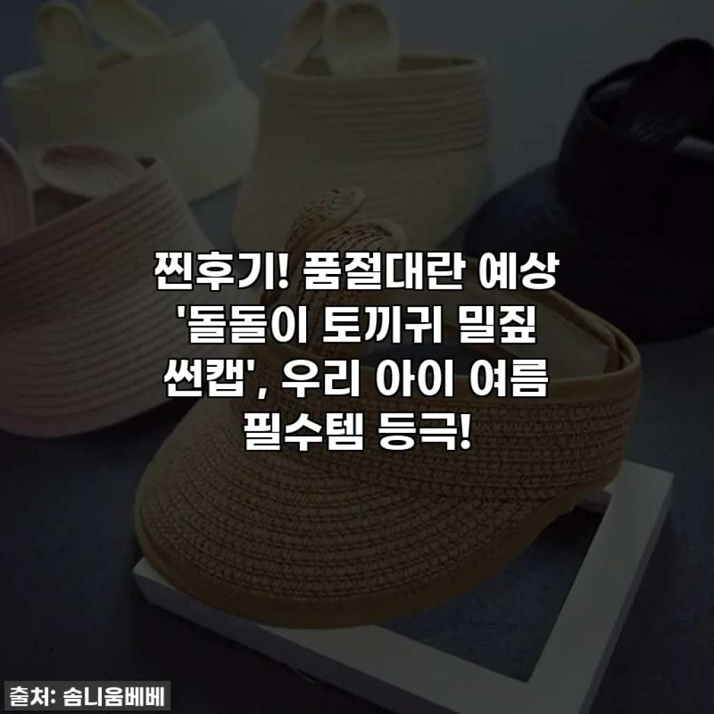 찐후기! 품절대란 예상 '돌돌이 토끼귀 밀짚 썬캡', 우리 아이 여름 필수템 등극!