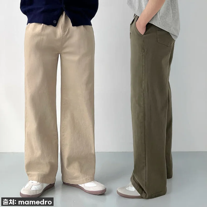 1+1 치노팬츠 세미와이드면바지 남자 관련 이미지 1