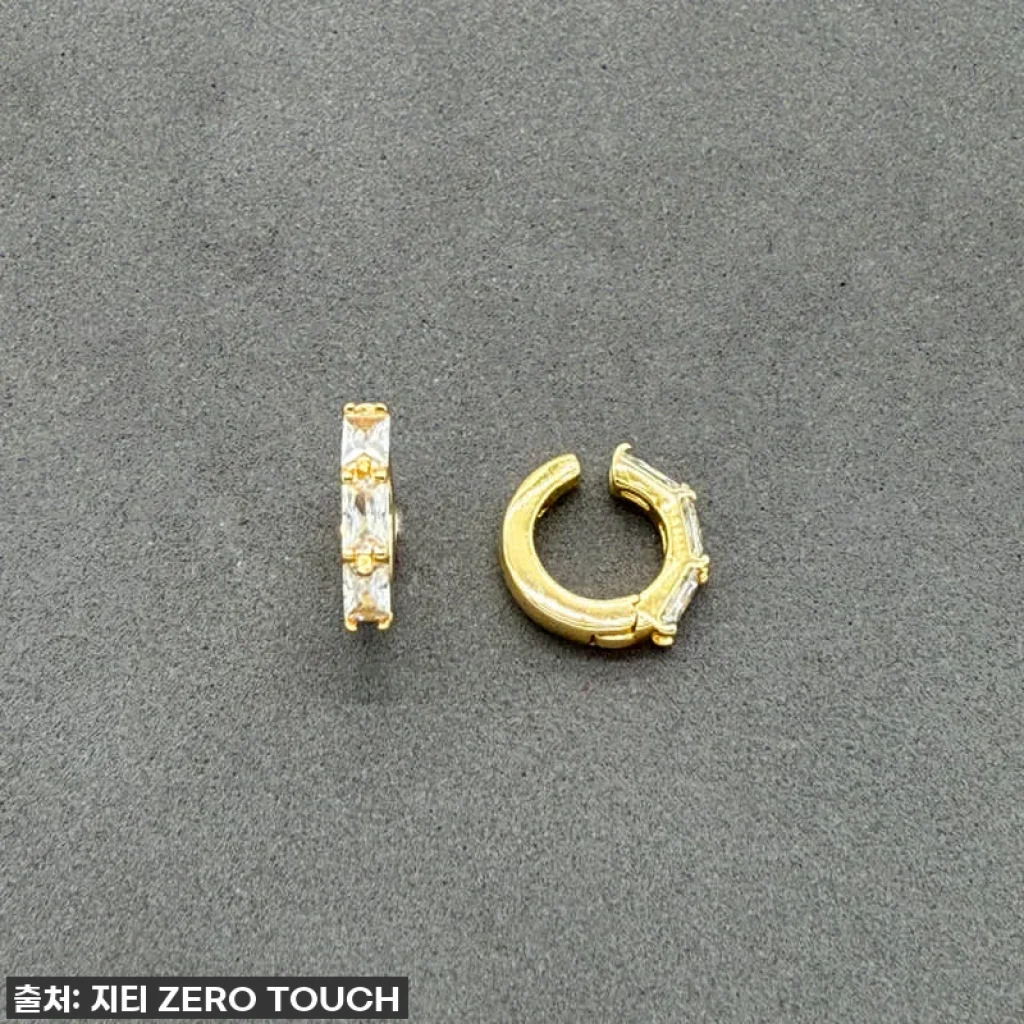 지티 링 귀찌 귀안뚫는 이어커프 귀걸이 스퀘어 큐빅 써지컬 귀걸이 웨딩 나들이