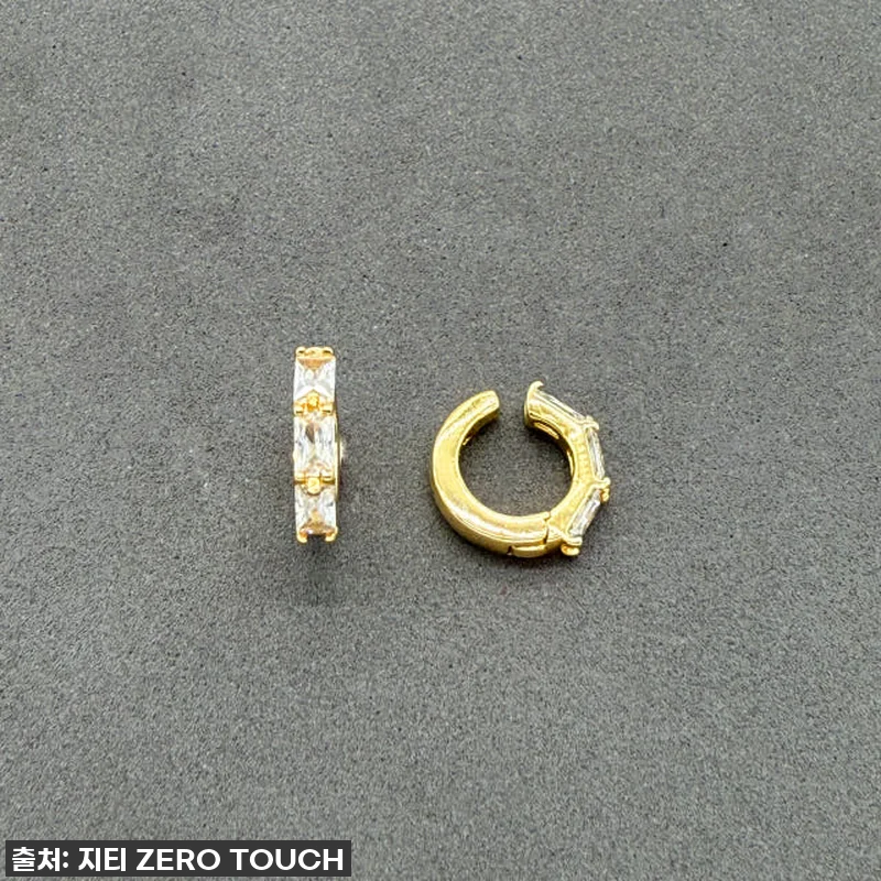 지티 링 귀찌 귀안뚫는 이어커프 귀걸이 스퀘어 큐빅 써지컬 귀걸이 웨딩 나들이