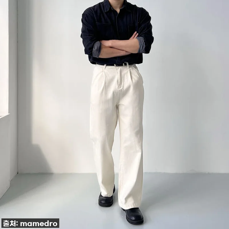 1+1 치노팬츠 세미와이드면바지 남자 관련 이미지 4