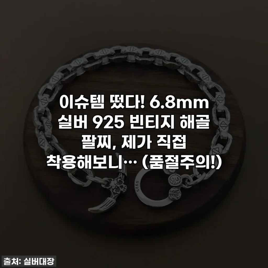 이슈템 떴다! 6.8mm 실버 925 빈티지 해골 팔찌, 제가 직접 착용해보니… (품절주의!)