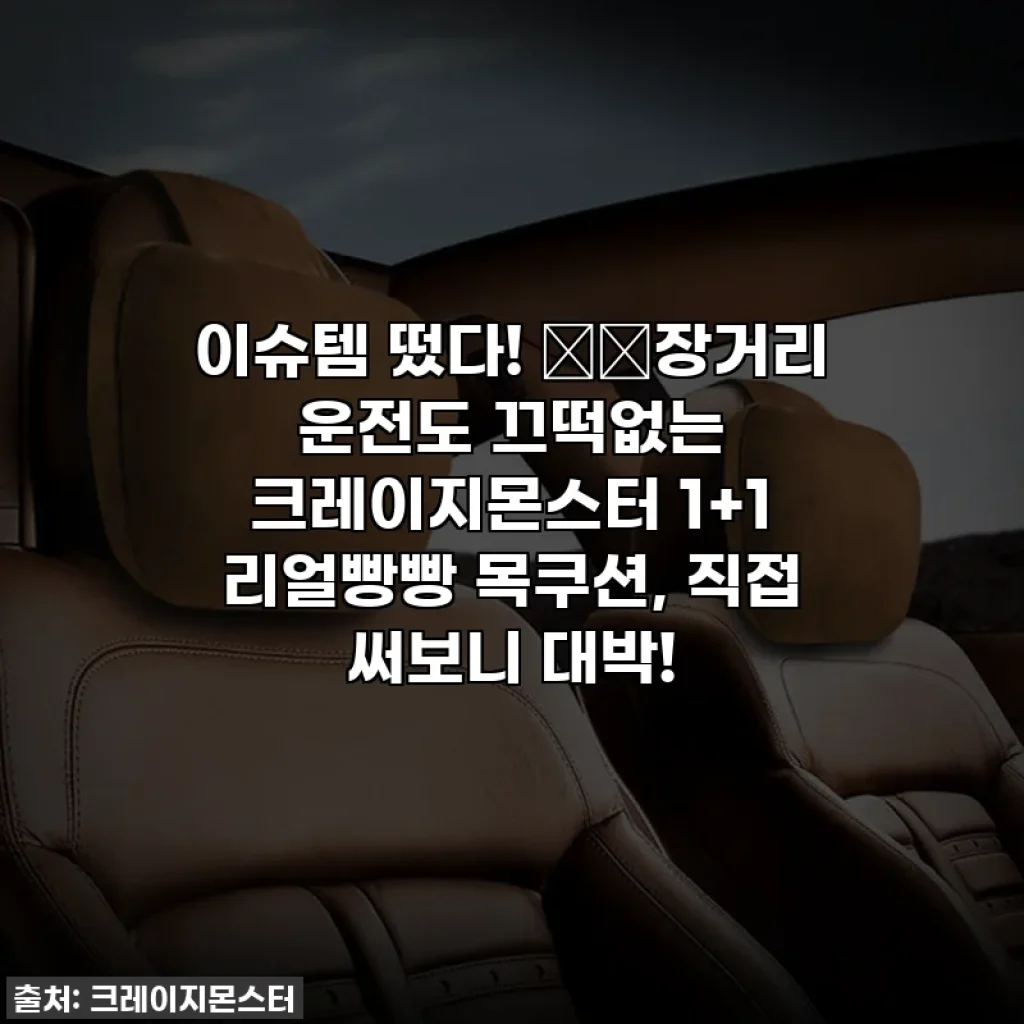 이슈템 떴다! 🚗✨장거리 운전도 끄떡없는 크레이지몬스터 1+1 리얼빵빵 목쿠션, 직접 써보니 대박!