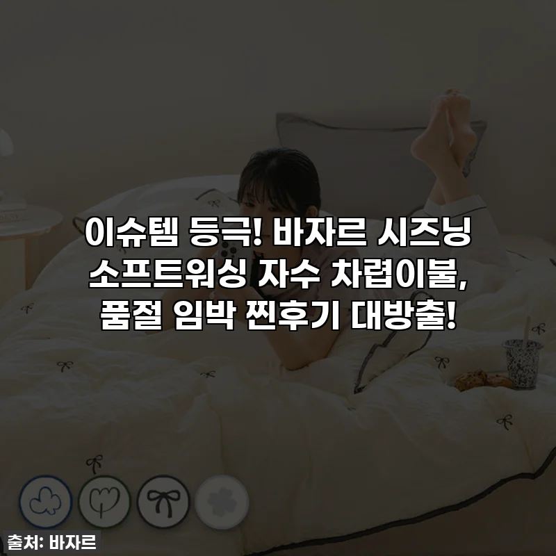 이슈템 등극! 바자르 시즈닝 소프트워싱 자수 차렵이불, 품절 임박 찐후기 대방출!