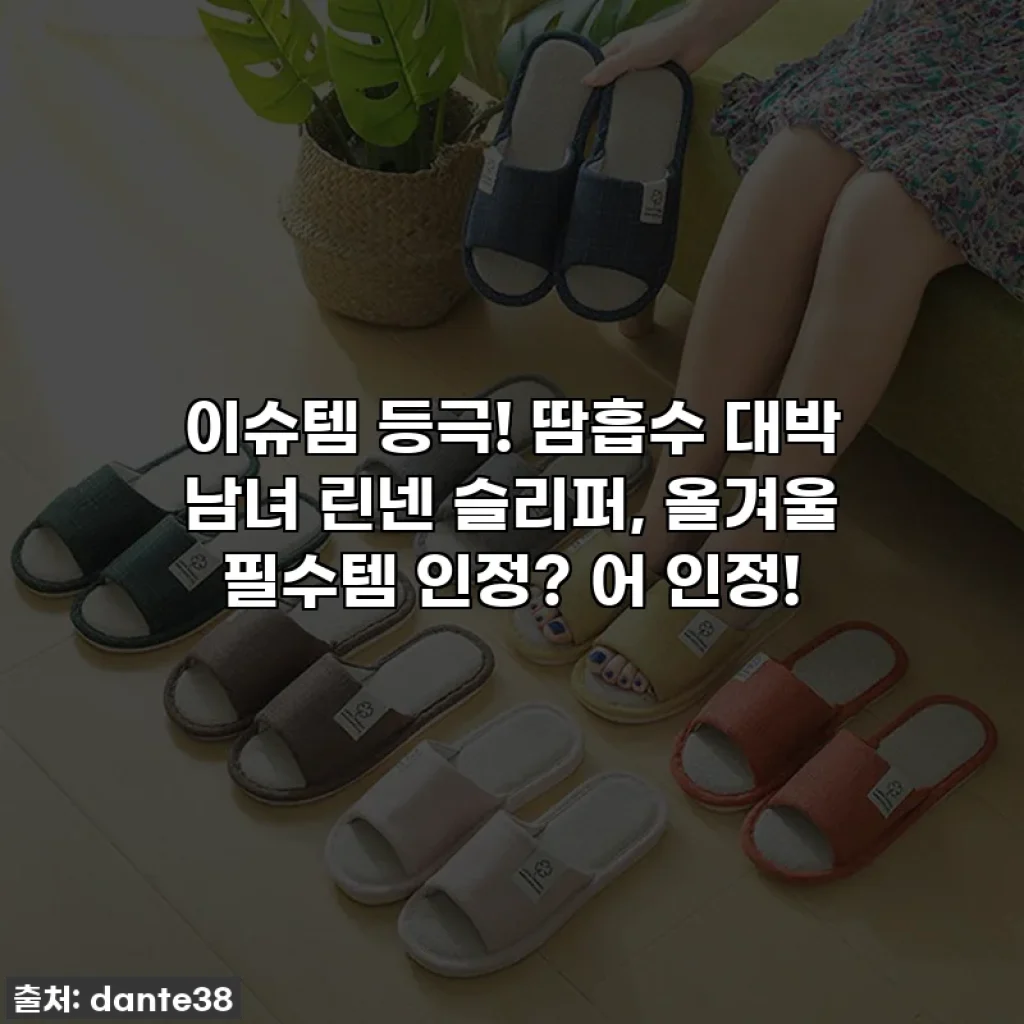이슈템 등극! 땀흡수 대박 남녀 린넨 슬리퍼, 올겨울 필수템 인정? 어 인정!