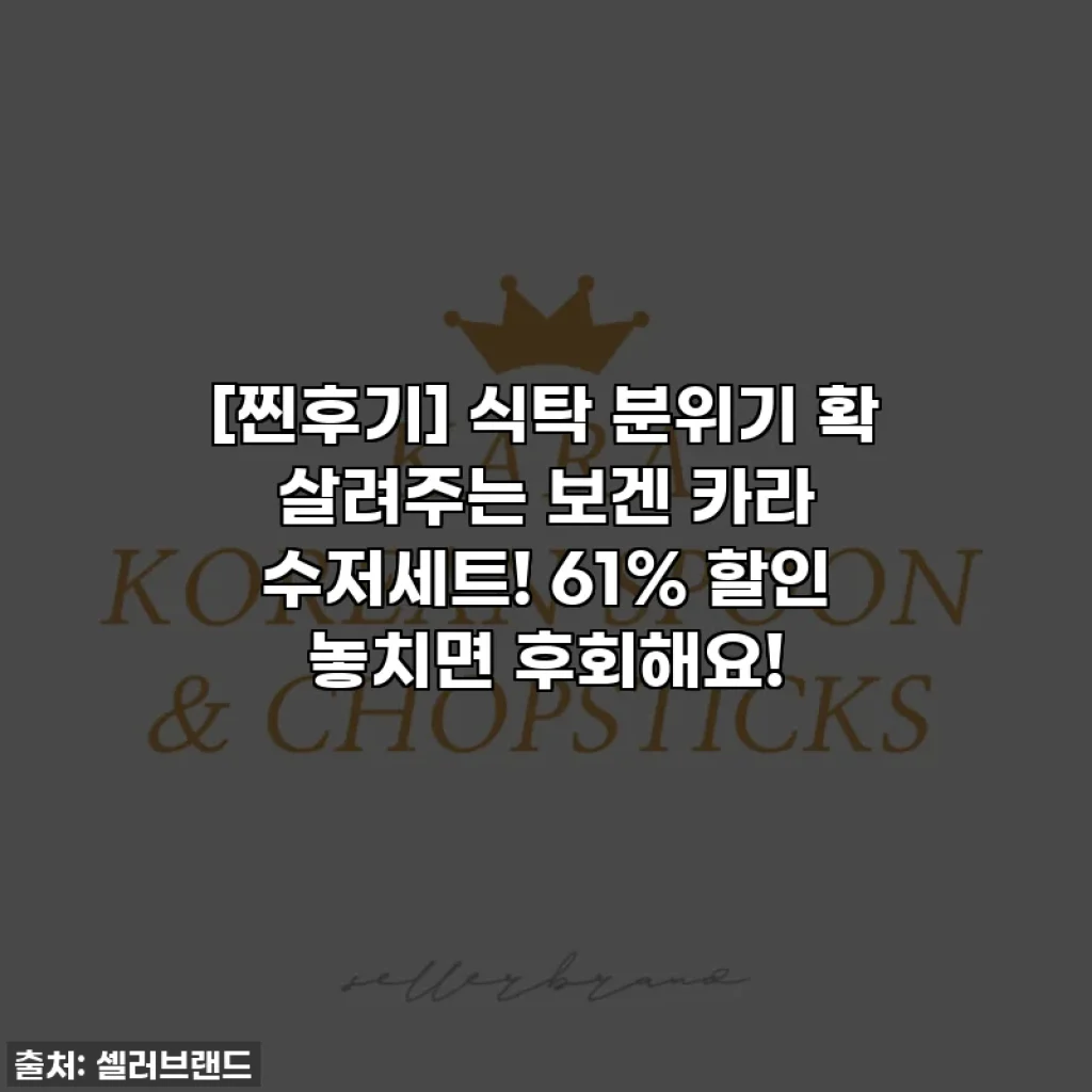 [찐후기] 식탁 분위기 확 살려주는 보겐 카라 수저세트! 61% 할인 놓치면 후회해요!