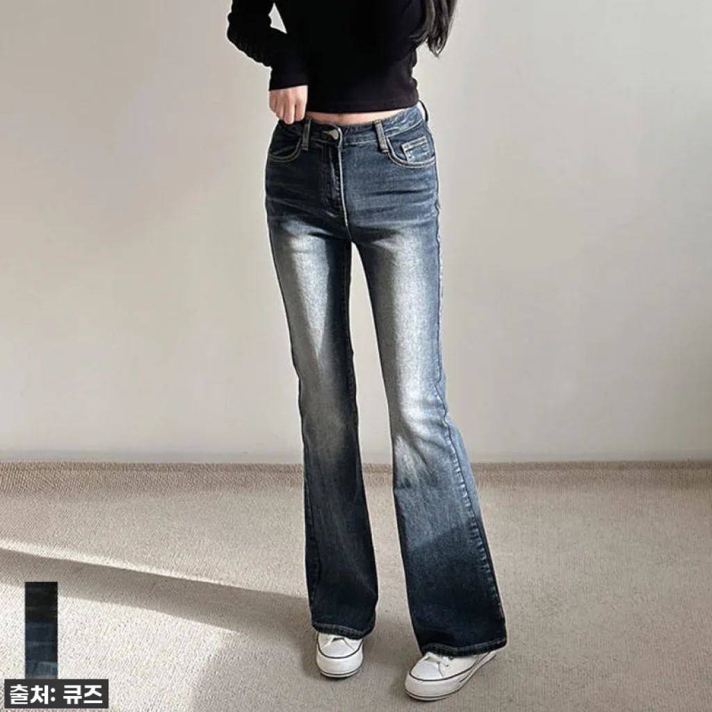 여성 부츠컷 청바지 스판 로우웨스트 골반뽕 인밴딩 키작녀 데님 흑청 진청 팬츠