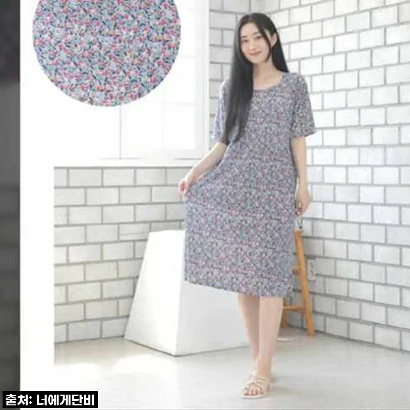 모녀잠옷 꽃무늬 집에서입는 원피스 잠옷 엄마 할머니 실내복