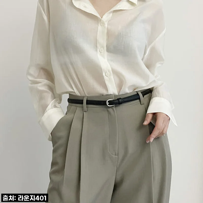 가을 데일리룩 종결템 발견! 쿨톤도 반한 데일리 실크 시스루 셔츠 리얼 후기