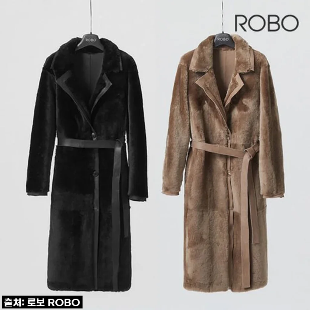 로보 더블 페이스 롱 벨티드 무스탕 코트, 이 가격에 이 퀄리티 실화? 내 인생템 등극!
