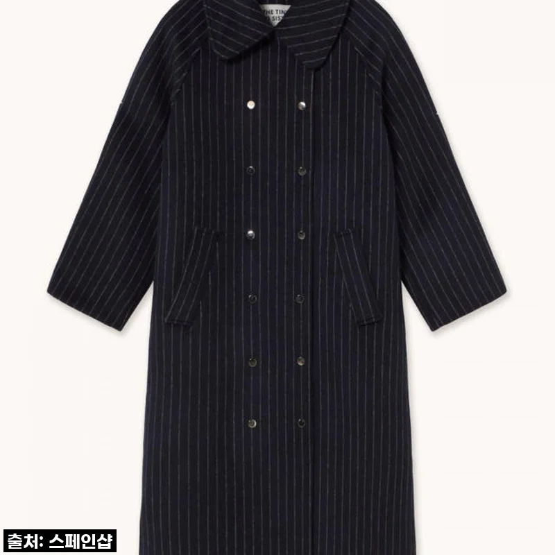 이 가격 실화?! 타이니코튼 네이비 스트라이프 롱코트, 이대로 놓치면 후회할 거예요!