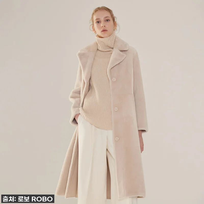 로보 싱글버튼 리버시블 롱 무스탕 코 관련 이미지 1