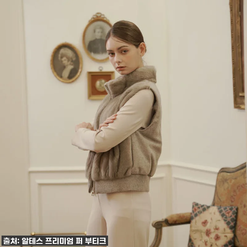 헤링본 패딩 집업 밍크 베스트 SA0 관련 이미지 2