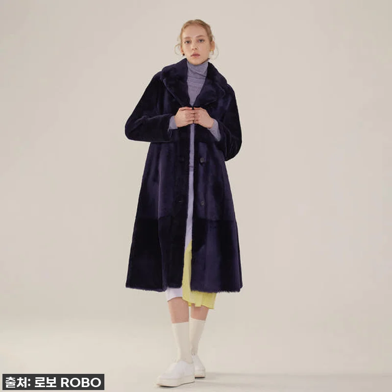 로보 싱글버튼 리버시블 롱 무스탕 코 관련 이미지 3