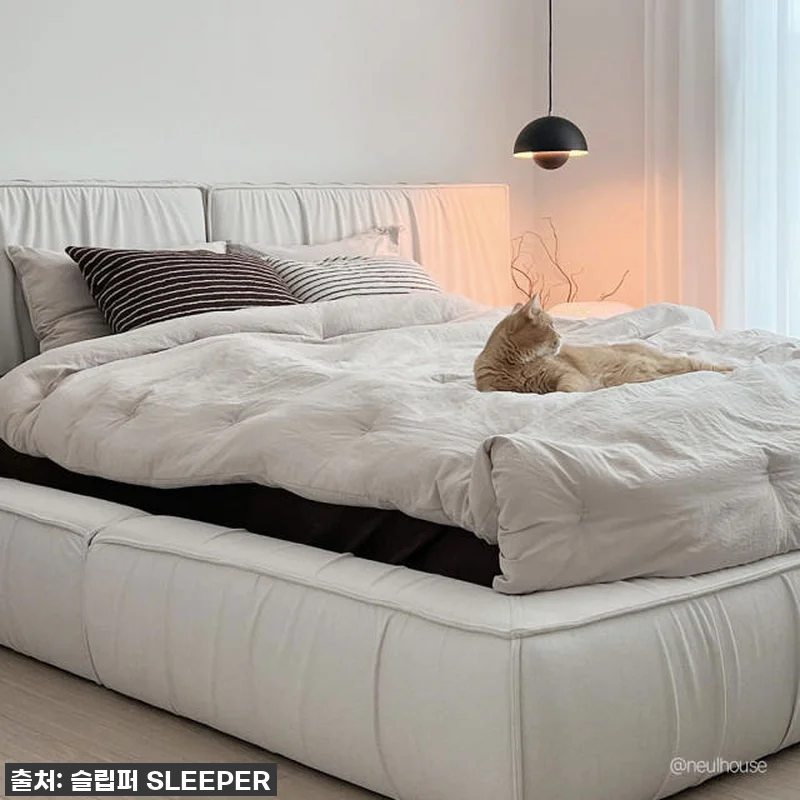 슬립퍼 시크 패브릭 침대 라지킹 프레 관련 이미지 2