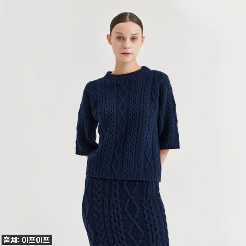 크램38 실비아 블루 케이블 니트 스 관련 이미지 3