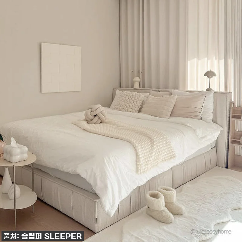 슬립퍼 시크 패브릭 침대 라지킹 프레 관련 이미지 3