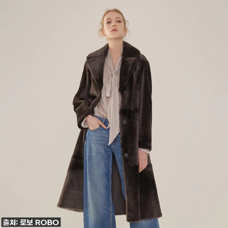 로보 싱글버튼 리버시블 롱 무스탕 코 관련 이미지 5