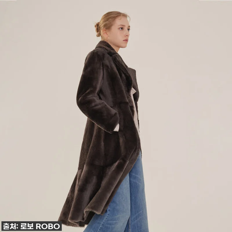 로보 싱글버튼 리버시블 롱 무스탕 코 관련 이미지 6