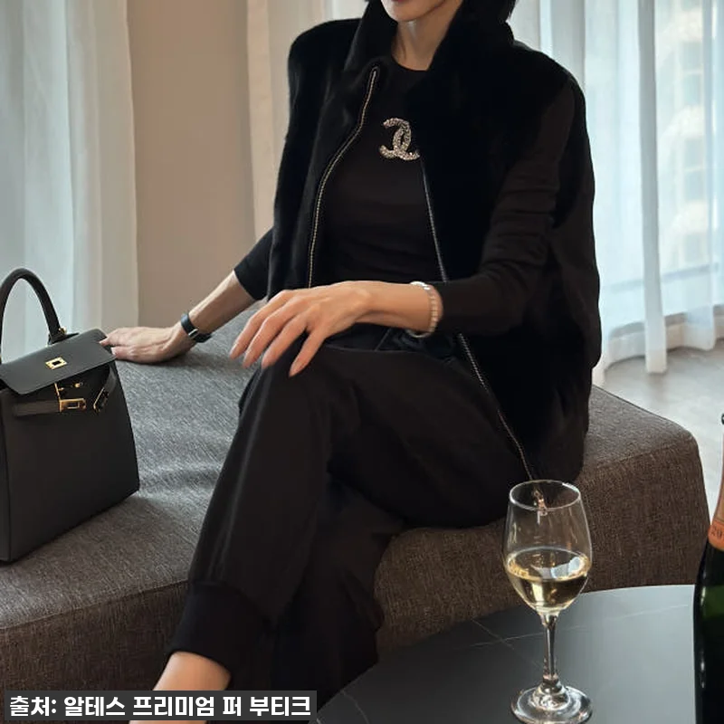 헤링본 패딩 집업 밍크 베스트 SA0 관련 이미지 6