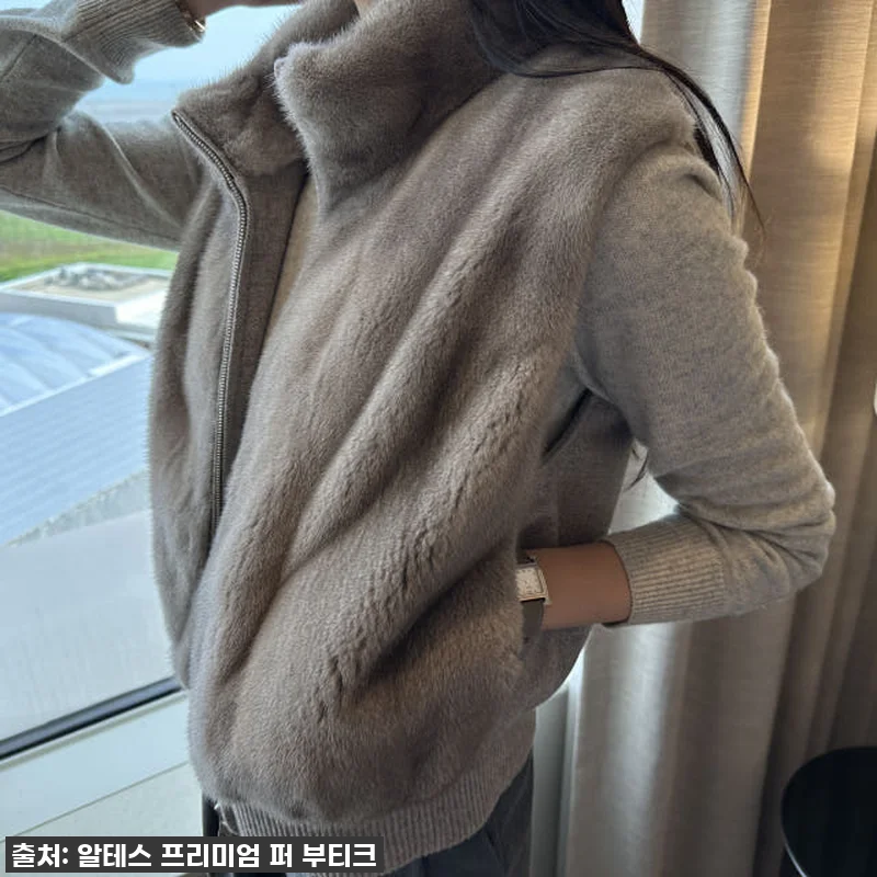 헤링본 패딩 집업 밍크 베스트 SA0 관련 이미지 7