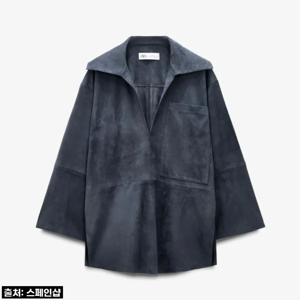 자라 프리미엄 스웨이드 레더 오버핏 브이넥 셔츠, 겨울 감성 제대로 입어보니!