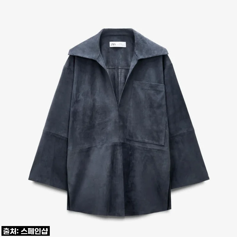 자라 프리미엄 스웨이드 레더 오버핏 브이넥 셔츠, 겨울 감성 제대로 입어보니!