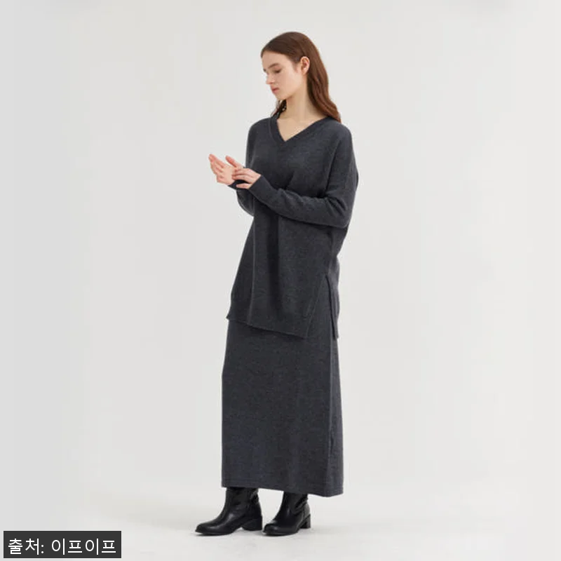 크램38 라렌투 오버핏 브이넥 챠콜 관련 이미지 1