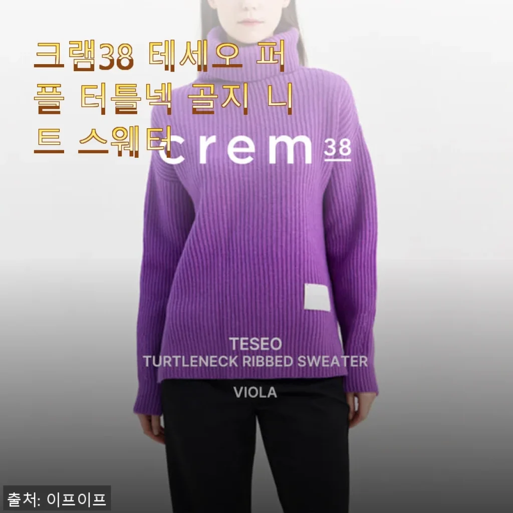 크램38 테세오 퍼플 터틀넥 골지 니트 스웨터, 직접 착용해보니